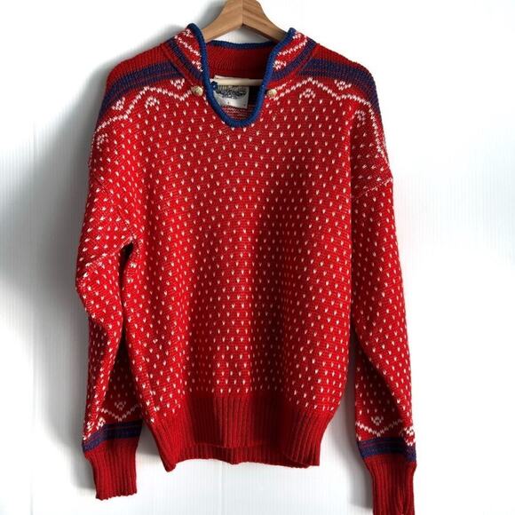 Alps Sweaters - Vintage ALPS Merrimac Valley New England christmas sweater red size large